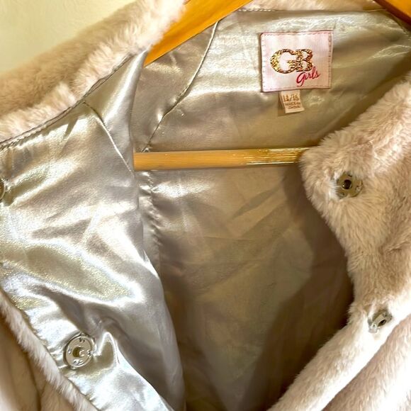 Gianni Bini GB Ivory Soft Faux Fur Girls Coat - Picture 3 of 5